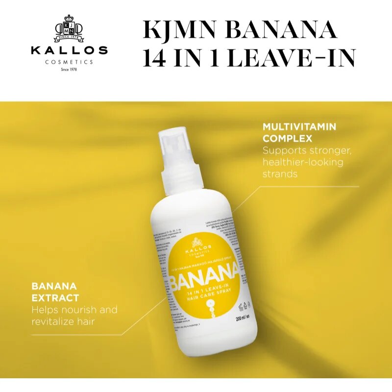 Kallos KJMN Professional Banana pršilo brez spiranja za lase 200 ml