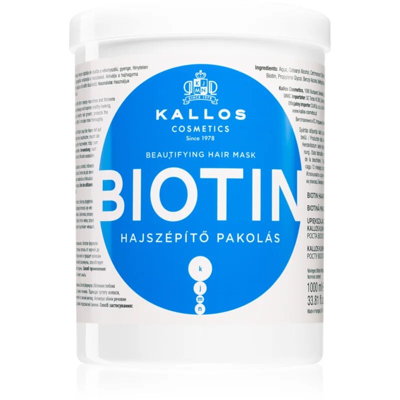 Kallos KJMN Professional Biotin maska za tanke šibke in lomljive lase 1000 ml