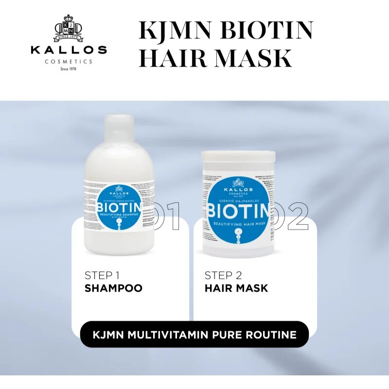 Kallos KJMN Professional Biotin maska za tanke šibke in lomljive lase 275 ml