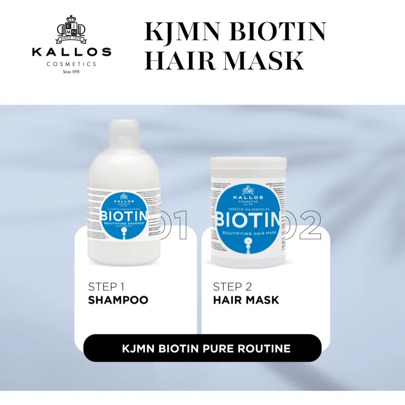 Kallos KJMN Professional Biotin maska za tanke šibke in lomljive lase 275 ml