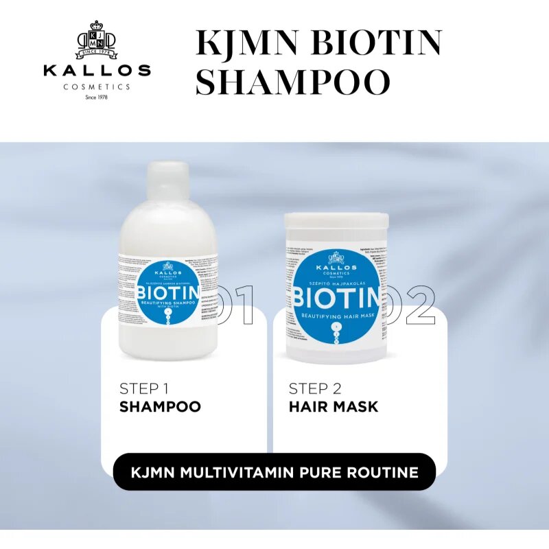 Kallos KJMN Professional Biotin šampon za tanke šibke in lomljive lase 1000 ml