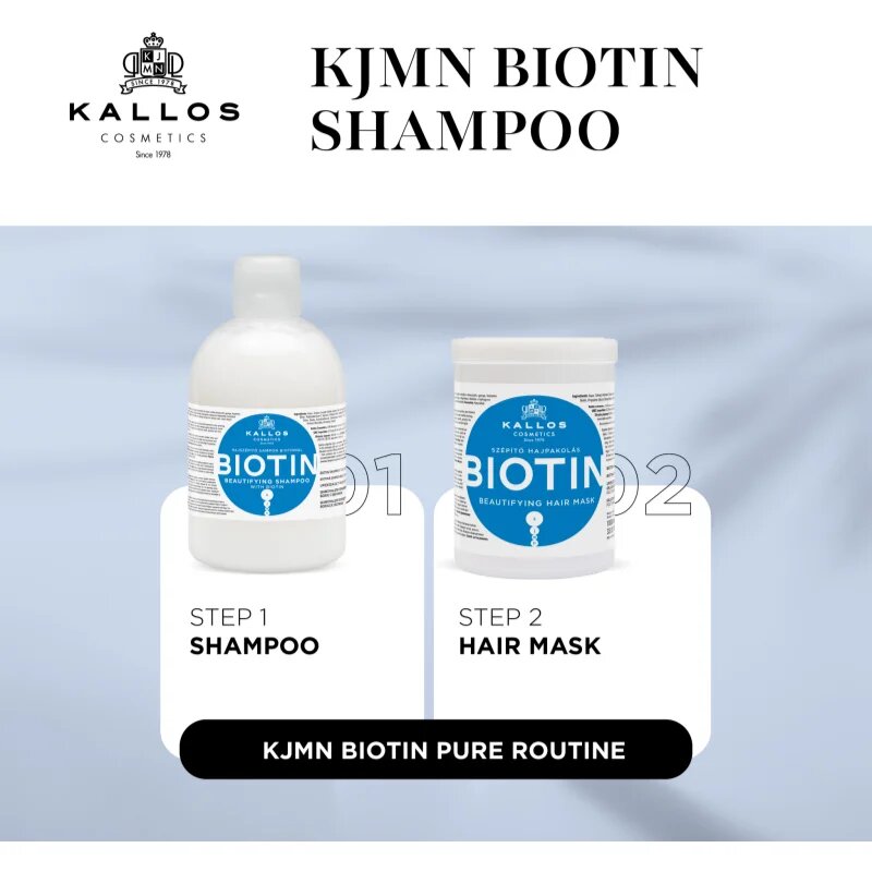 Kallos KJMN Professional Biotin šampon za tanke šibke in lomljive lase 1000 ml