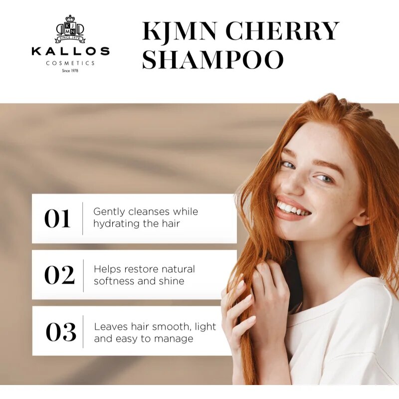 Kallos KJMN Professional Cherry vlažilni šampon za suhe in poškodovane lase 1000 ml
