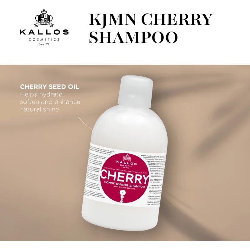 Kallos KJMN Professional Cherry vlažilni šampon za suhe in poškodovane lase 1000 ml