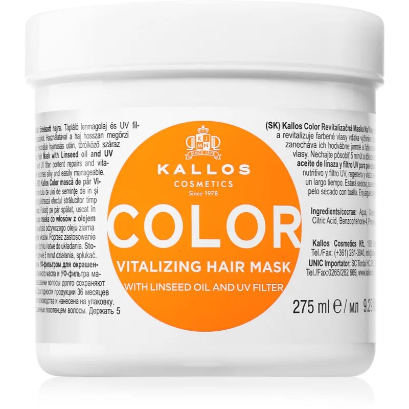 Kallos KJMN Professional Color maska za barvane lase mešanica barv 275 ml