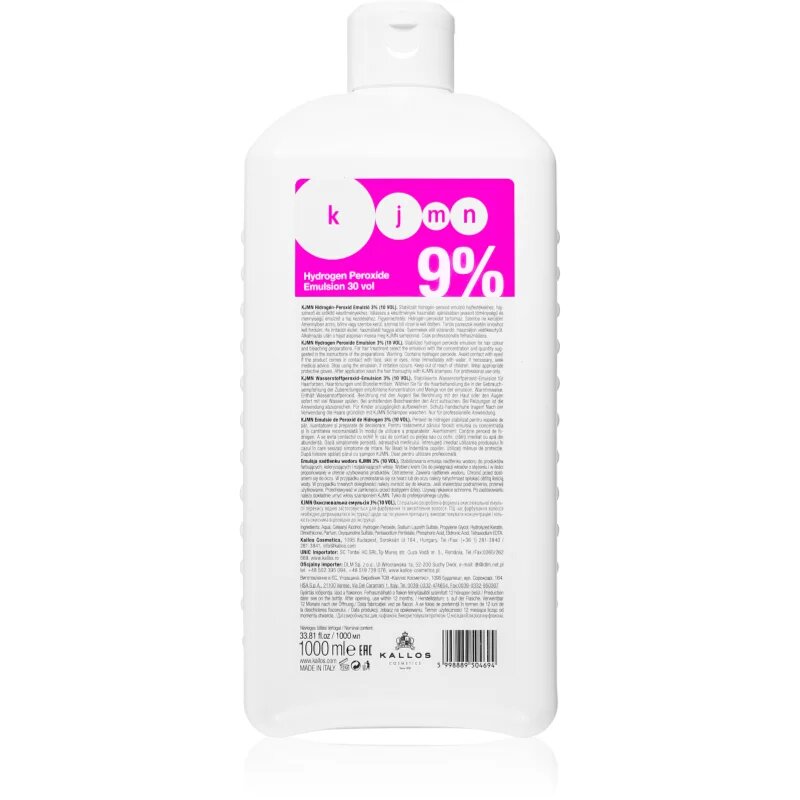 Kallos KJMN Professional Hydrogen Peroxide oksidacijska emulzija 9 % 30 vol. za profesionalno uporabo 1000 ml