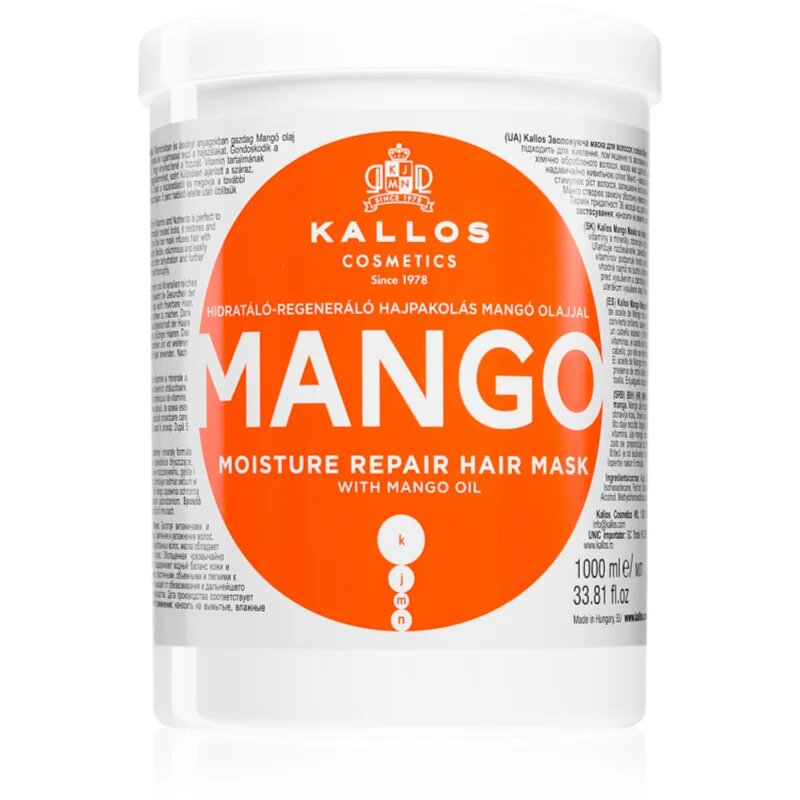 Kallos KJMN Professional Mango maska za okrepitev las z mangovim oljem 1000 ml
