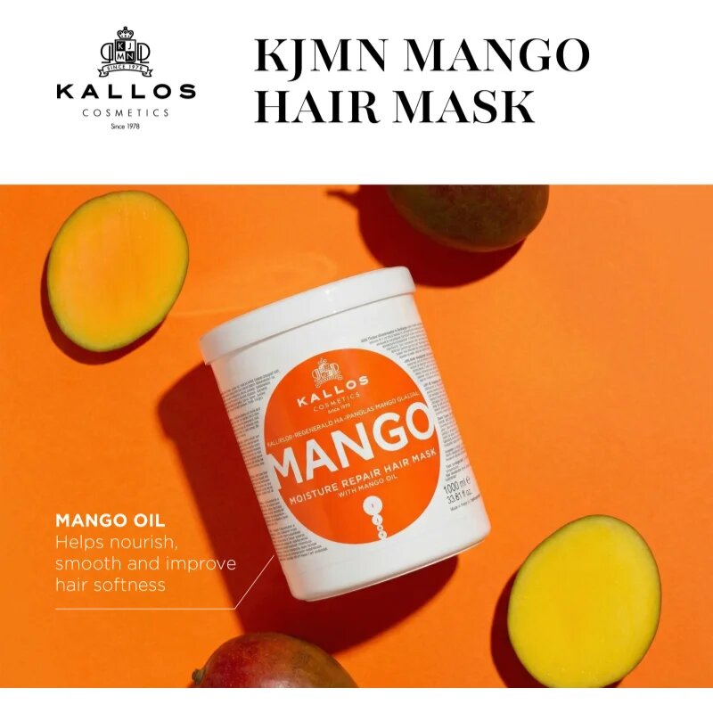 Kallos KJMN Professional Mango maska za okrepitev las z mangovim oljem 1000 ml