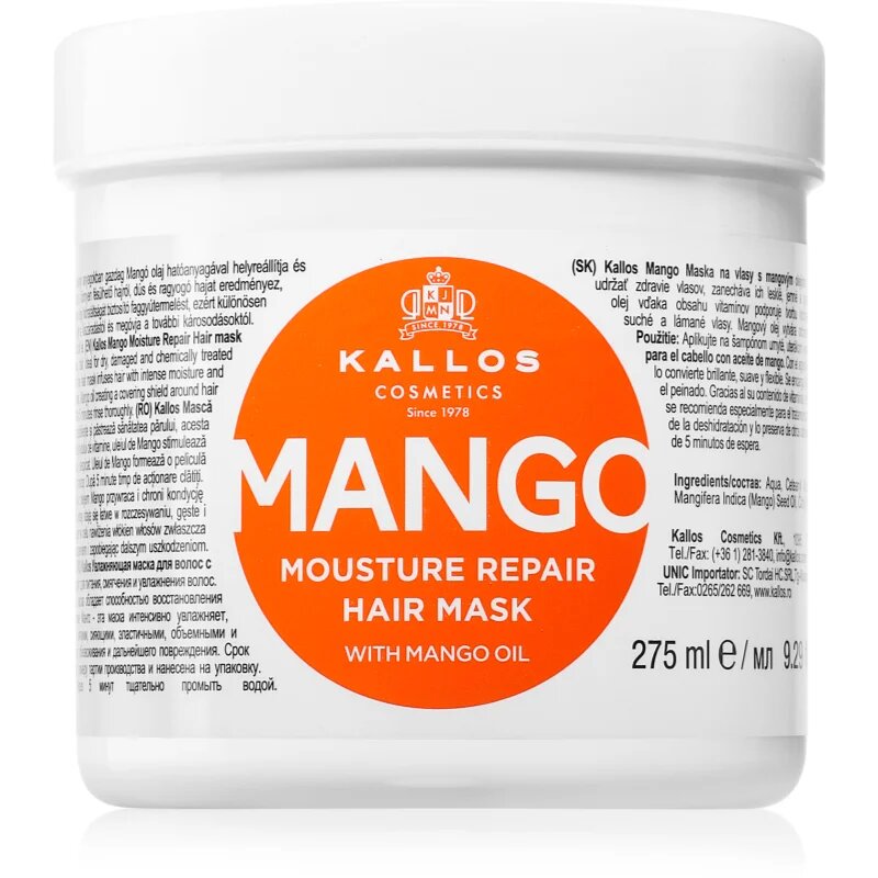 Kallos KJMN Professional Mango maska za okrepitev las z mangovim oljem 275 ml