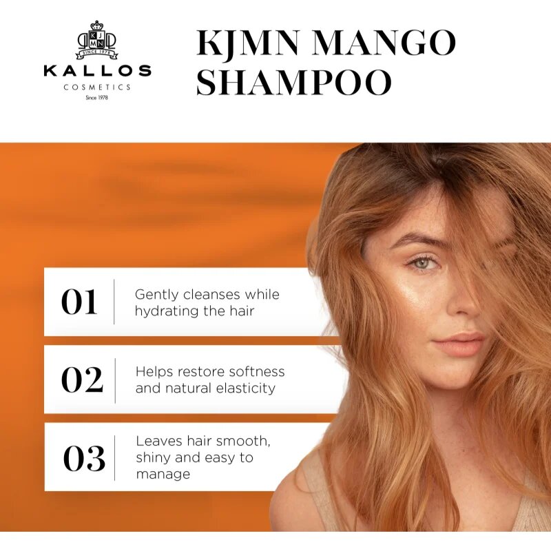 Kallos KJMN Professional Mango vlažilni šampon za suhe poškodovane kemično obdelane lase 1000 ml