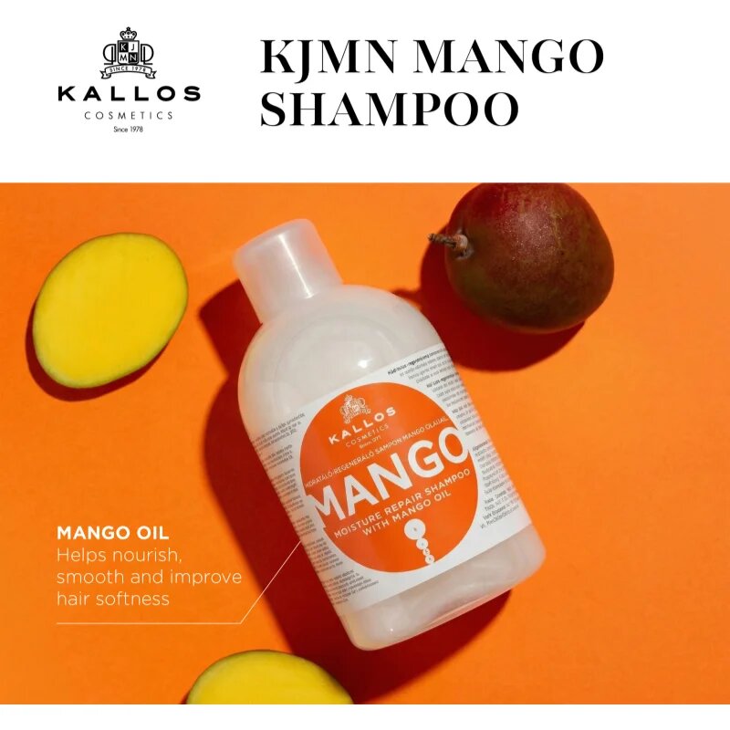 Kallos KJMN Professional Mango vlažilni šampon za suhe poškodovane kemično obdelane lase 1000 ml