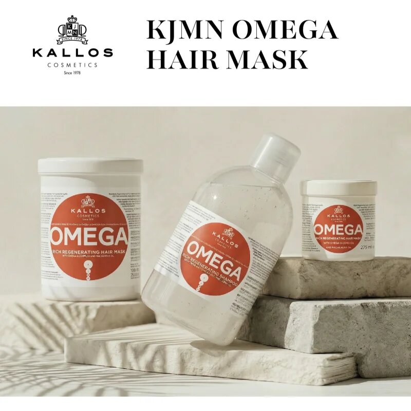 Kallos KJMN Professional Omega hranilna maska za lase z omega-6 kompleksom in makadamijevim oljem 1000 ml