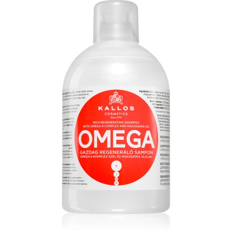 Kallos KJMN Professional regeneracijski šampon z omega-6 kompleksom in makadamijevim oljem 1000 ml