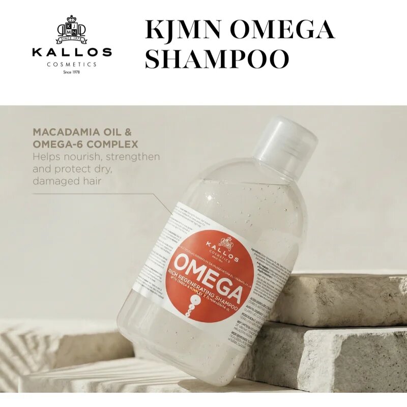 Kallos KJMN Professional regeneracijski šampon z omega-6 kompleksom in makadamijevim oljem 1000 ml
