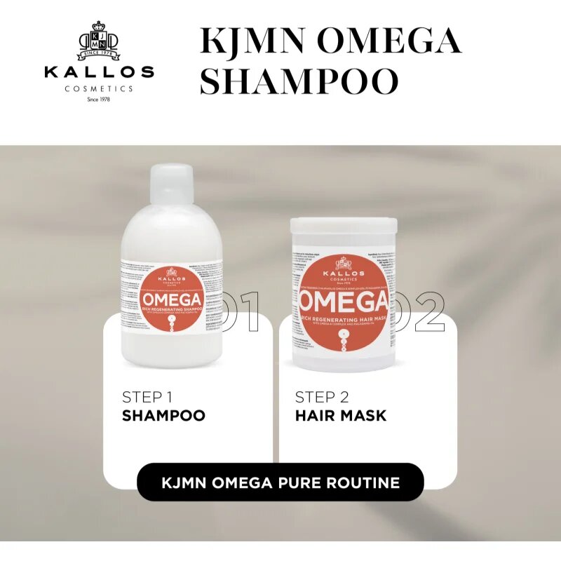 Kallos KJMN Professional regeneracijski šampon z omega-6 kompleksom in makadamijevim oljem 1000 ml