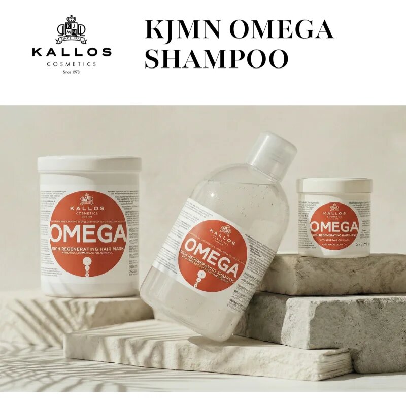 Kallos KJMN Professional regeneracijski šampon z omega-6 kompleksom in makadamijevim oljem 1000 ml