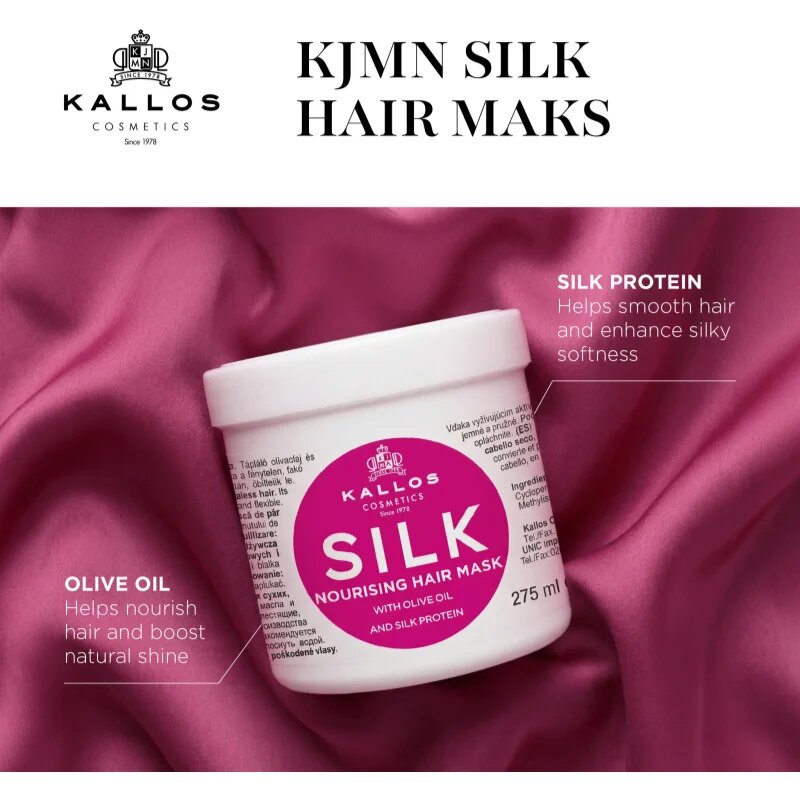 Kallos KJMN Professional Silk maska za suhe in občutljive lase 1000 ml