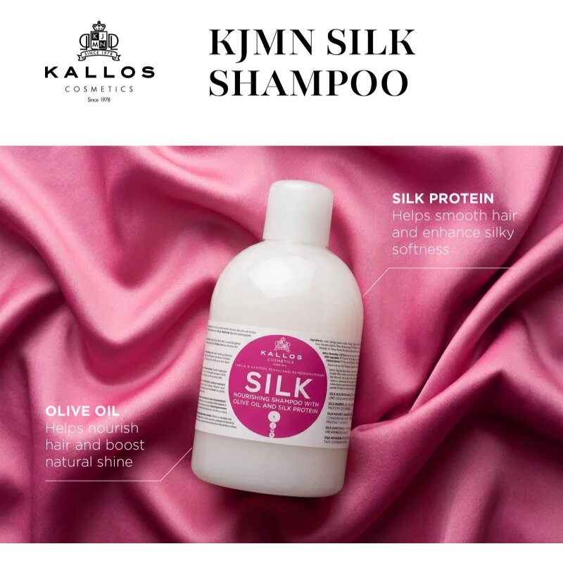 Kallos KJMN Professional Silk svilnato nežen šampon za suhe in občutljive lase 1000 ml