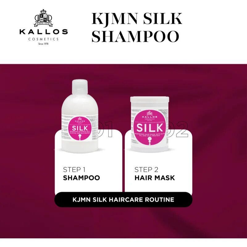 Kallos KJMN Professional Silk svilnato nežen šampon za suhe in občutljive lase 1000 ml