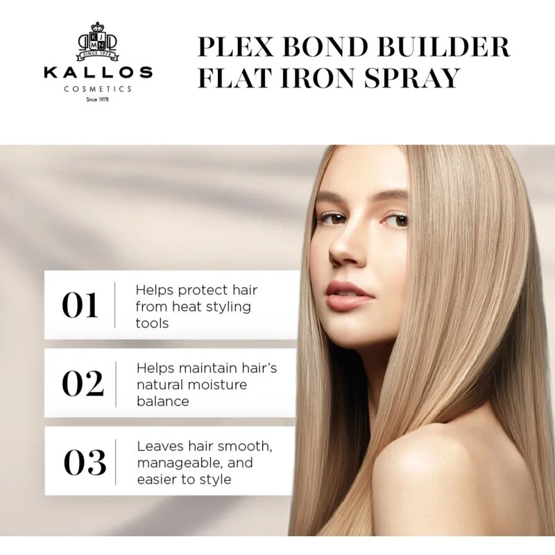 Kallos Plex Flat Iron Spray pršilo za zaščito las med toplotnim oblikovanjem z likalnikom ali kodralnikom za poškodovane in kemično obdelane lase 200