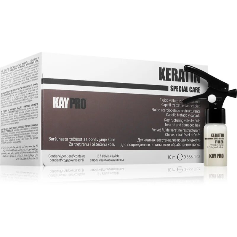 Kaypro Keratin Filler fluid za poškodovane lase za profesionalno uporabo 12x10 ml