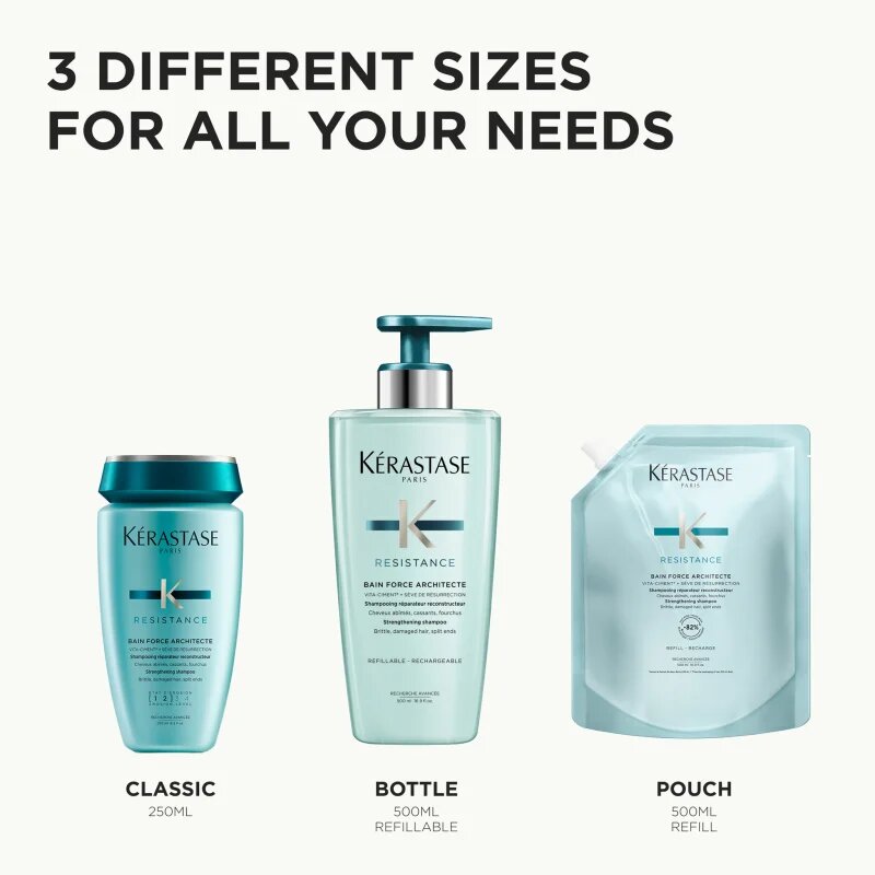 Kérastase Résistance Bain Force Architecte šamponska kopel s krepilnimi učinki za oslabljene in rahlo poškodovane lase 250 ml
