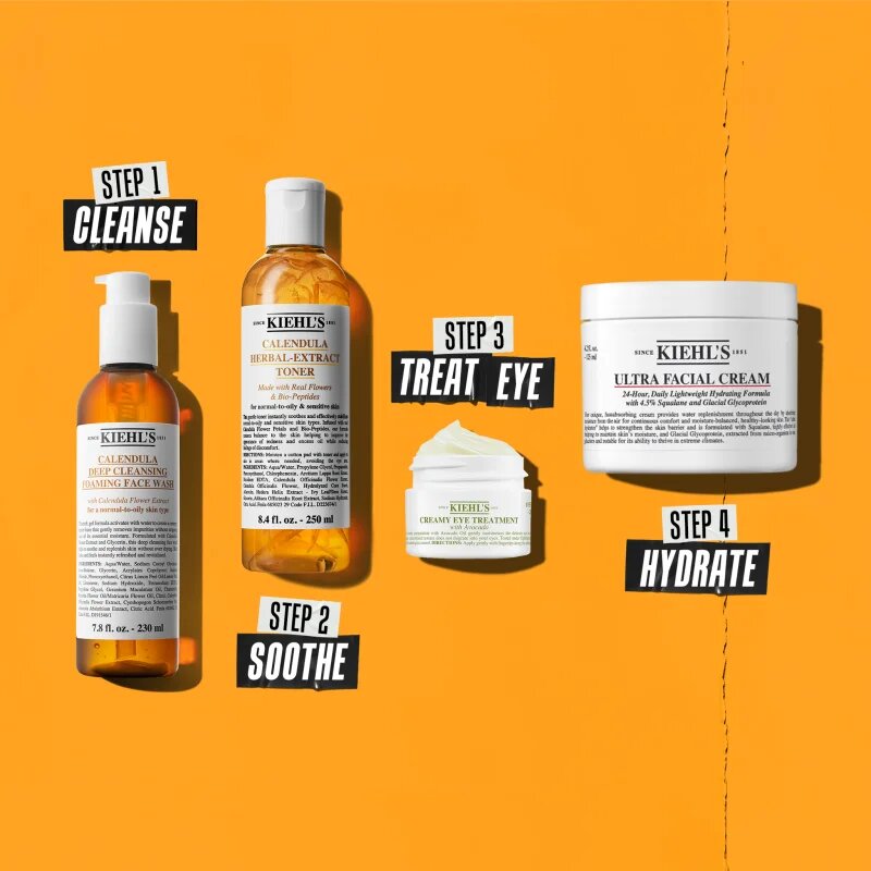 Kiehl's Calendula Serum-Infused Water Cream lahka vlažilna dnevna krema za vse tipe kože vključno z občutljivo kožo 50 ml