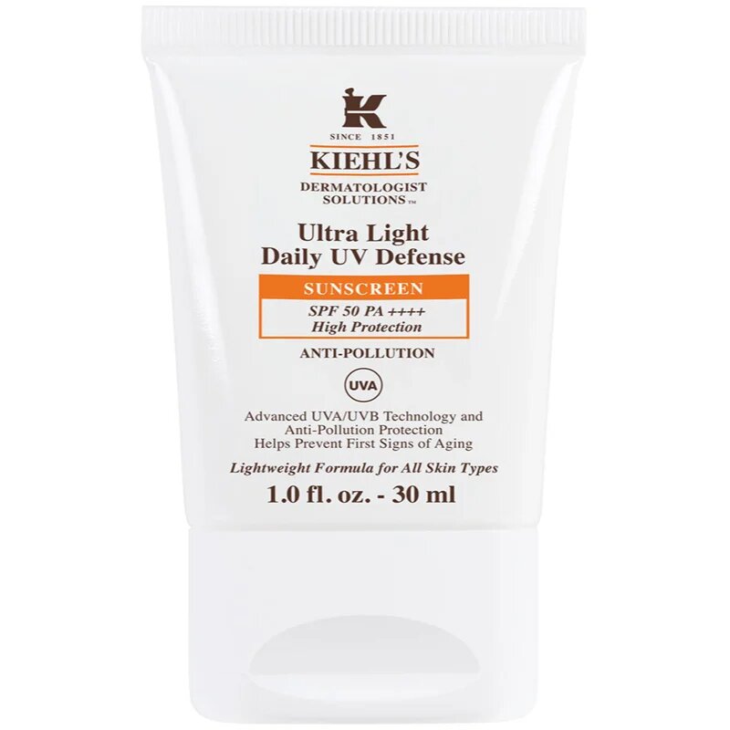 Kiehl's Ultra Light Daily UV Defense ultra lahki zaščitni fluid za vse tipe kože vključno z občutljivo kožo SPF 50+ 30 ml