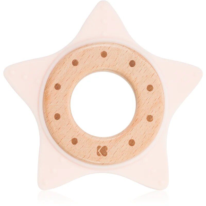 Kikkaboo Silicone and Wood Teether Star grizalo Pink 1 kos