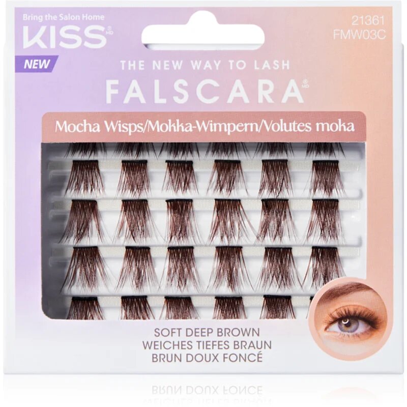 KISS Falscara Multi Wisps šopaste lepilne trepalnice Mocha 24 kos