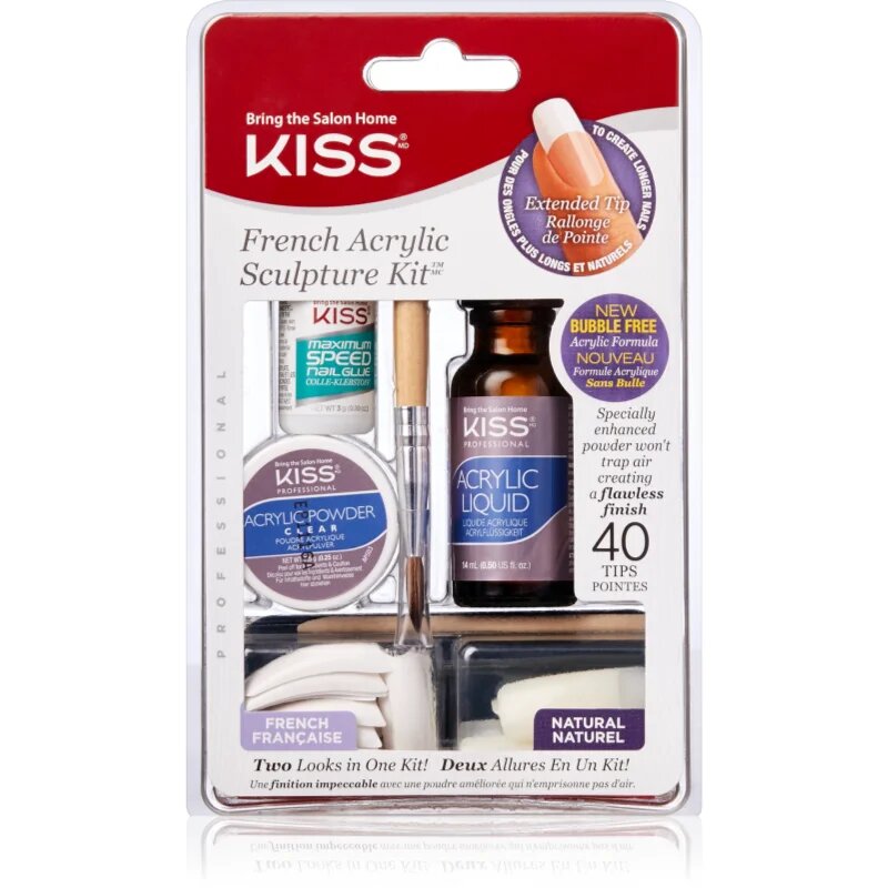KISS French Acrylic Sculpture Kit set za francosko manikiro 40 kos