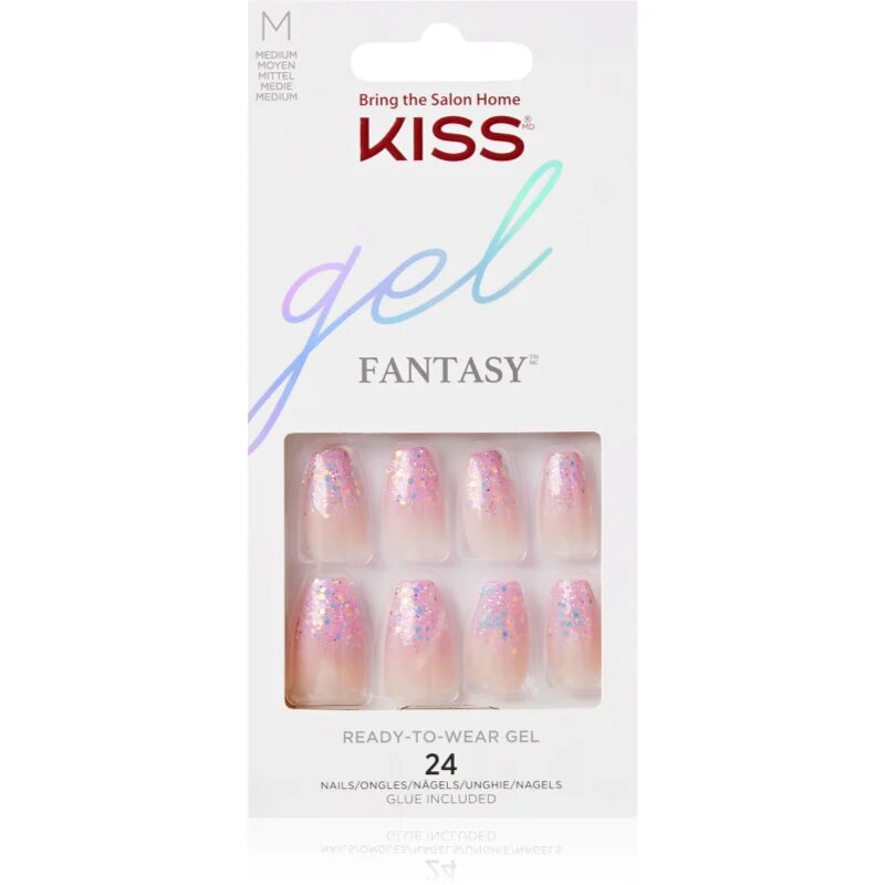 KISS Gel Fantasy Ready to Wear Gel umetni nohti Winter Sparks 24 kos