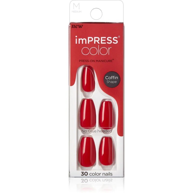 KISS imPRESS Color Medium umetni nohti Reddy or Not 30 kos