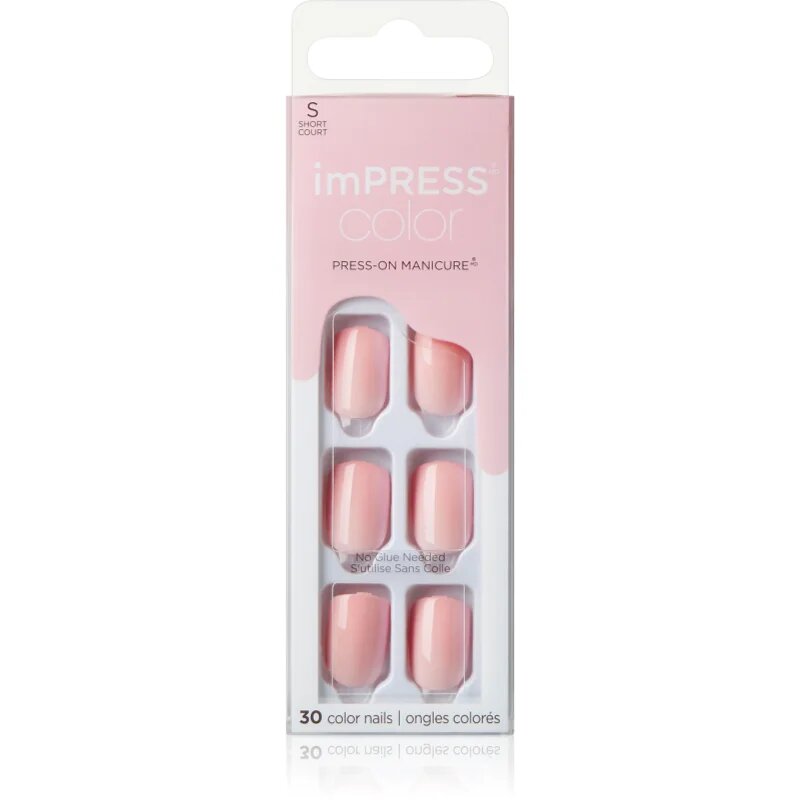 KISS imPRESS Color Short umetni nohti samolepilni Pick Me Pink 30 kos