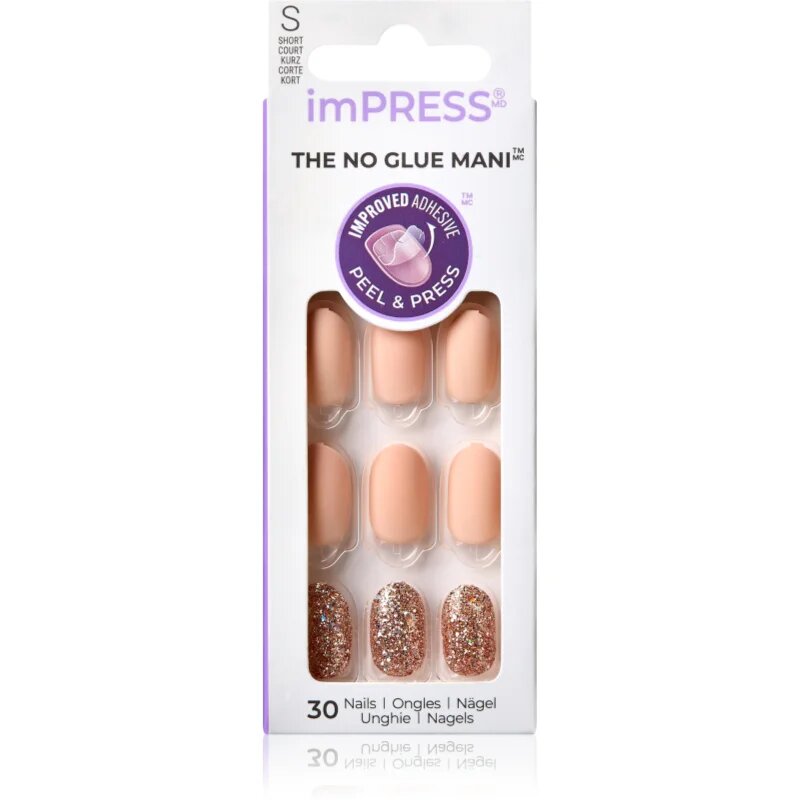 KISS imPRESS The No Glue Mani Short umetni nohti samolepilni Evanesce 30 kos