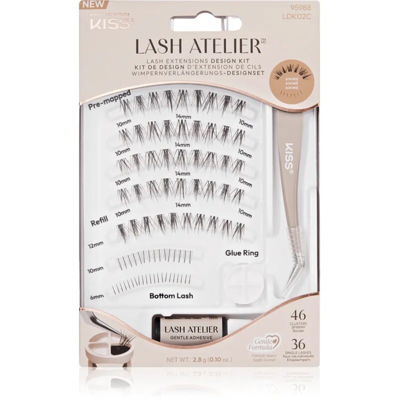 KISS Lash Atelier Desing Kit šopaste lepilne trepalnice z lepilom 02 1 kos