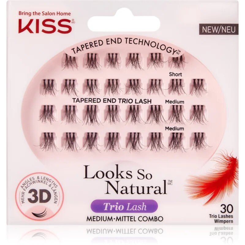KISS Look So Natural šopaste lepilne trepalnice z vozličkom Lavish 30 kos