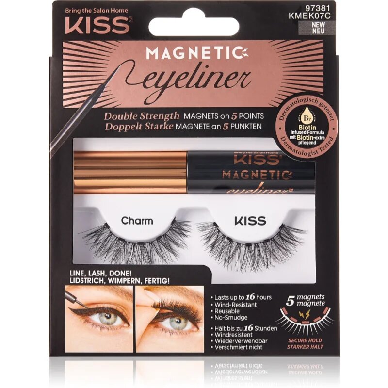KISS Magnetic Eyeliner & Eyelash Kit magnetne trepalnice 07 Charm 1 par