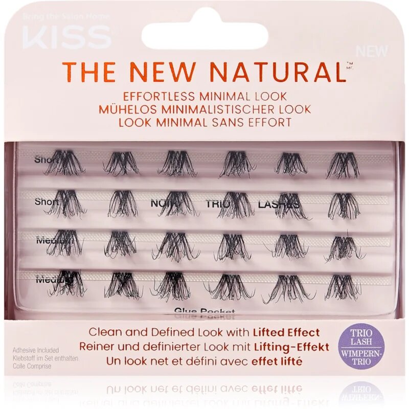 KISS The New Natural Effortless Minimal Look šopaste lepilne trepalnice brez vozlička Trio 02 24 kos