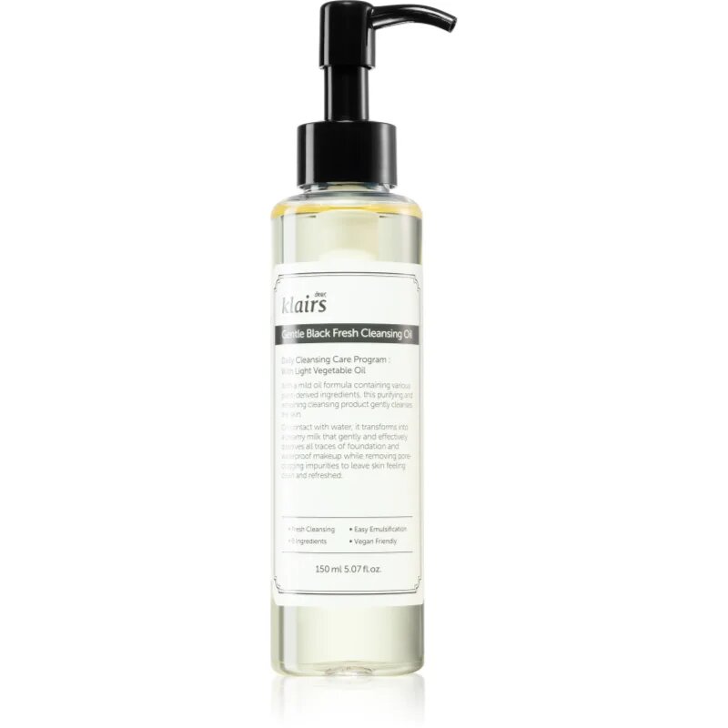 Klairs Gentle Black Fresh Cleansing Oil nežno čistilno olje za mastno kožo 150 ml