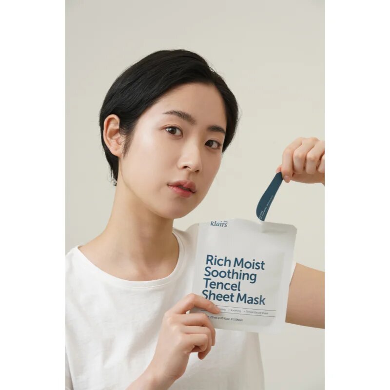 Klairs Rich Moist Soothing Tencel Sheet Mask pomirjevalna tekstilna maska z vlažilnim učinkom 25 ml