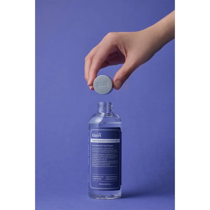 Klairs Supple Preparation Unscented Toner vlažilni tonik ki uravnava pH kože brez dodanih dišav 180 ml