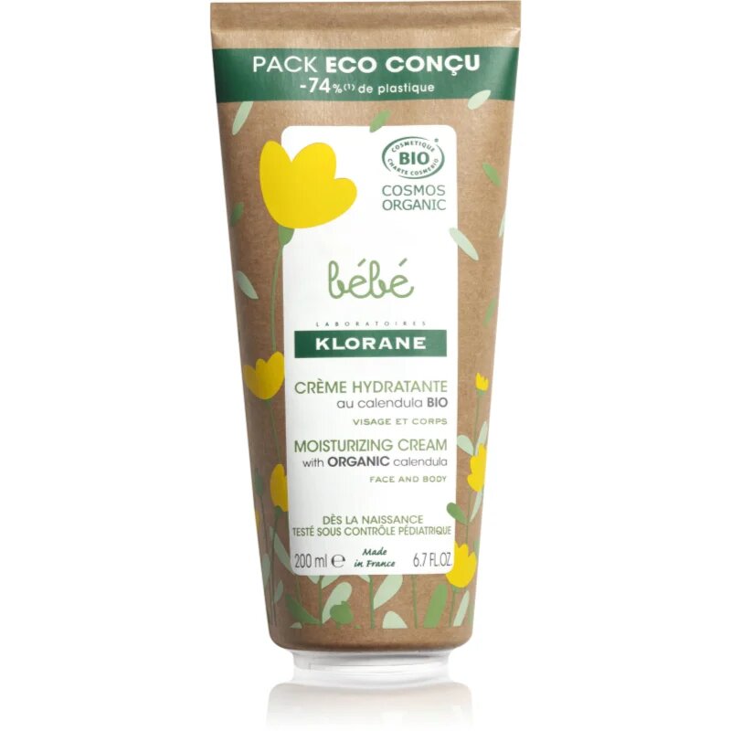 Klorane Bébé Calendula vlažilna krema za otroško kožo s BIO měsíčkem lékařským 200 ml