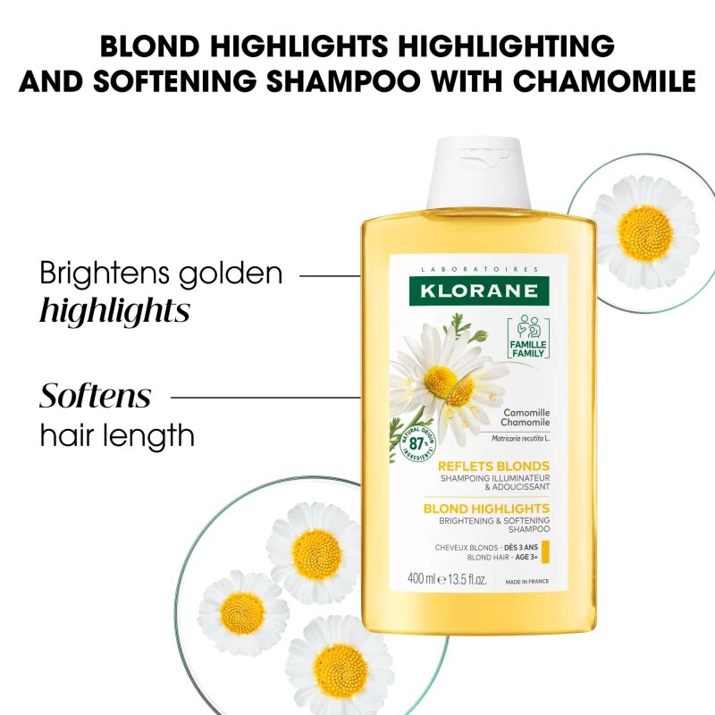 Klorane Chamomile šampon za blond lase 400 ml