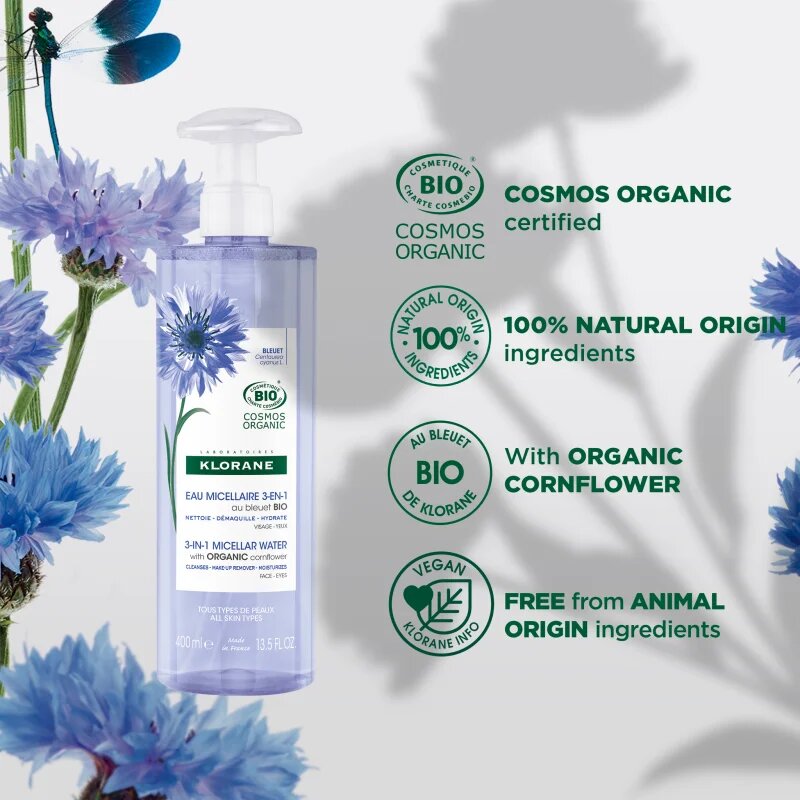 Klorane Cornflower micelarna voda 3v1 400 ml