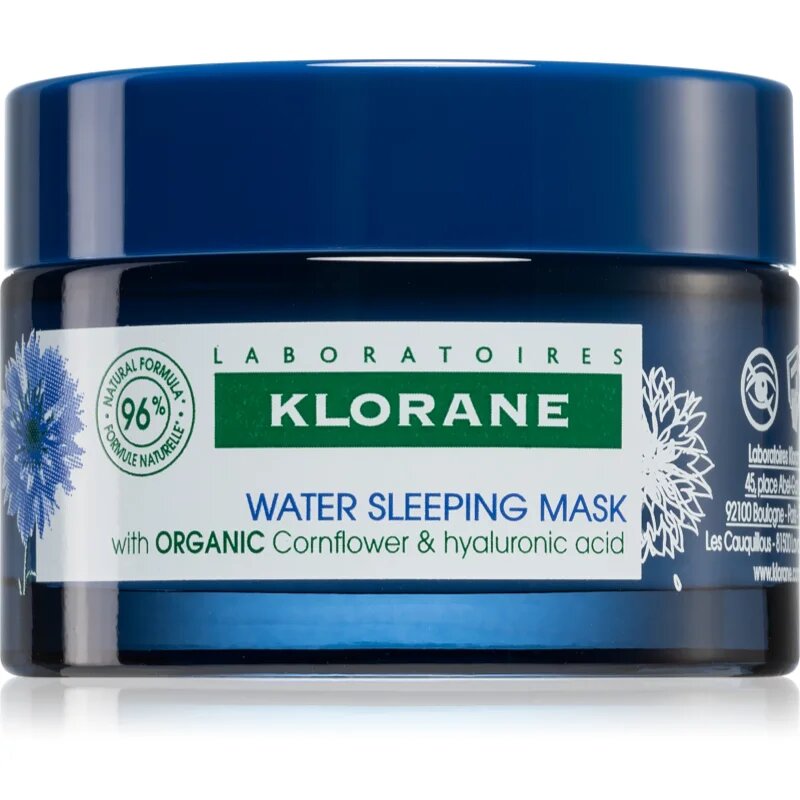 Klorane Cornflower Organic maska za spanje s hialuronsko kislino 50 ml