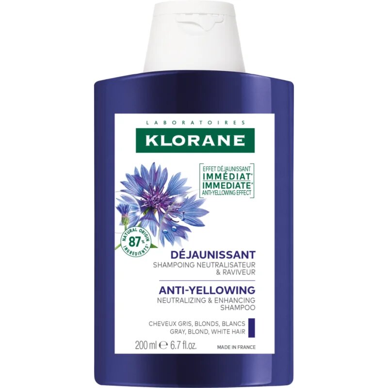 Klorane Cornflower Organic šampon za nevtralizacijo rumenih odtenkov 200 ml
