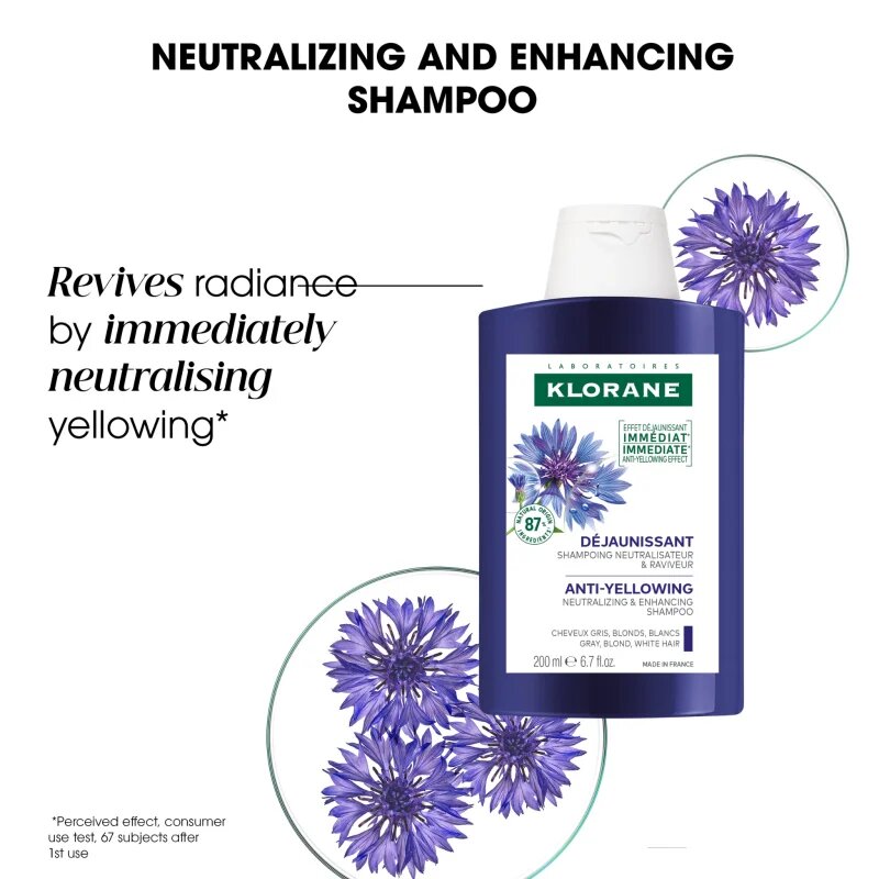 Klorane Cornflower Organic šampon za nevtralizacijo rumenih odtenkov 200 ml