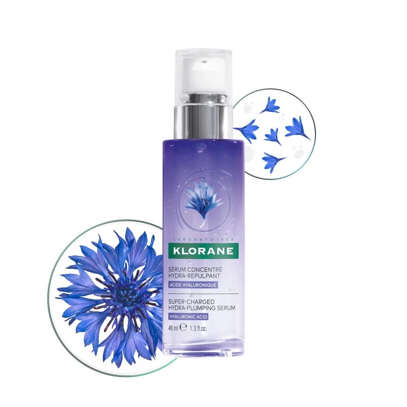 Klorane Cornflower Super-Charged Hydra-Plumping Serum aktivni serum za posvetlitev in glajenje kože 40 ml