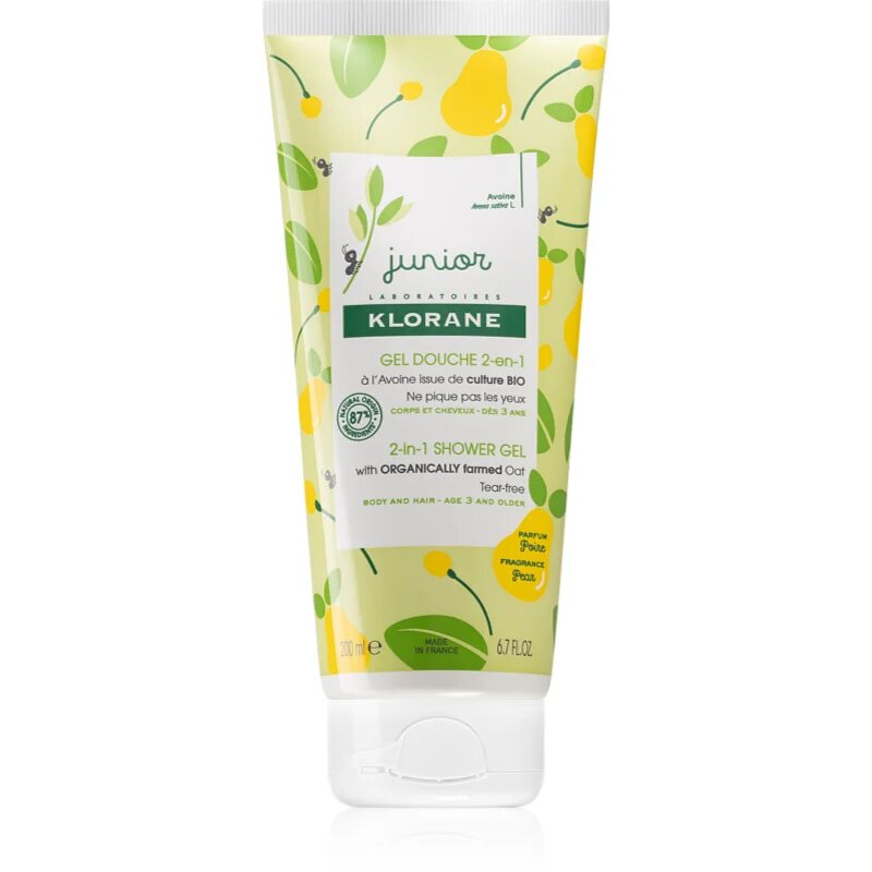 Klorane Junior gel za prhanje in šampon 2v1 za otroke 200 ml